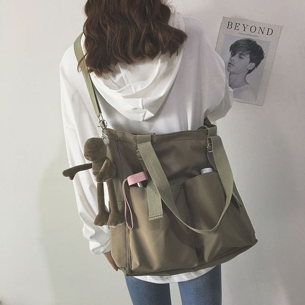 

evening bags waterproof bag large capacity canvas bag female messenger korean student harajuku japanese one-shoulder large bag tote bag 2304