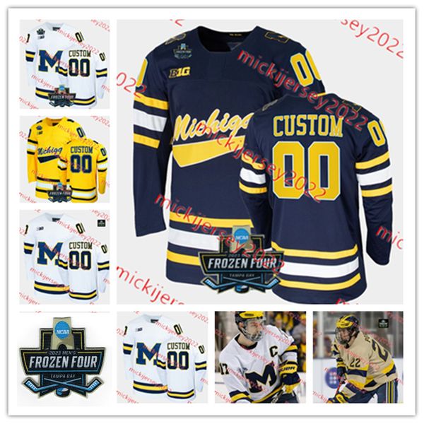 

2023 men's frozen four michigan wolverines hockey jersey tyler motte 43 quinn hughes 19 dylan larkin 13 zach werenski zach hyman wolver, Black