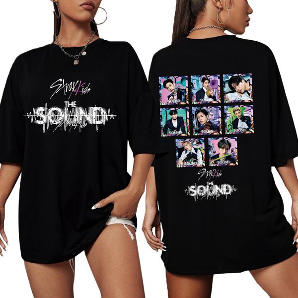 

womens tshirt 2023 stray kids the sound ablum tshirts manga summer tshirt summer oversize women tees shirt 230406, White