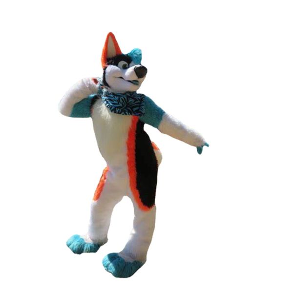 

mascot costumes colorful long fur furry fox wolf husky dog fursuit mascot costumes brown bear teddy bear with white underpants costumes dres, Red;yellow