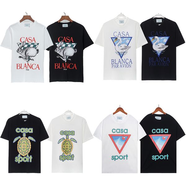 

2023 mens plus tees designers casablanc t shirt man womens tshirts with letters print short sleeves summer shirts men loose tees polos smlxl, Black;brown