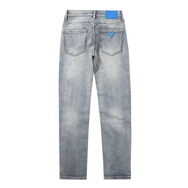 

mens jeans classic fashion hip-hop denim pants summer quality zipper washing fabric soft elastic letter embroidery trousers, Blue
