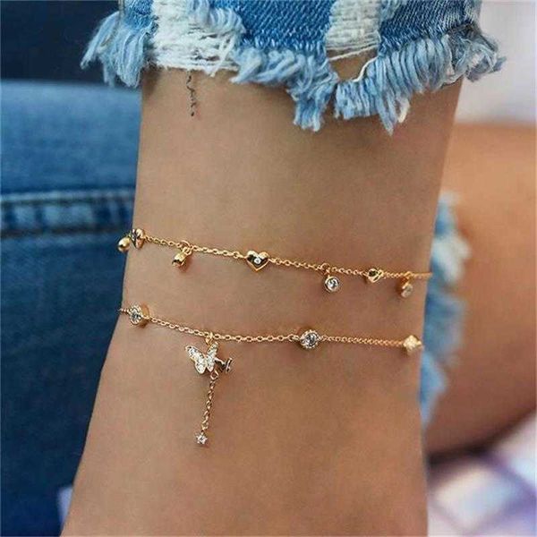 

anklets fnio ankle chains female simple crystal anklets for women multilayer anklet bracelet 2020 fashion summer beach foot jewelry aa230406, Red;blue