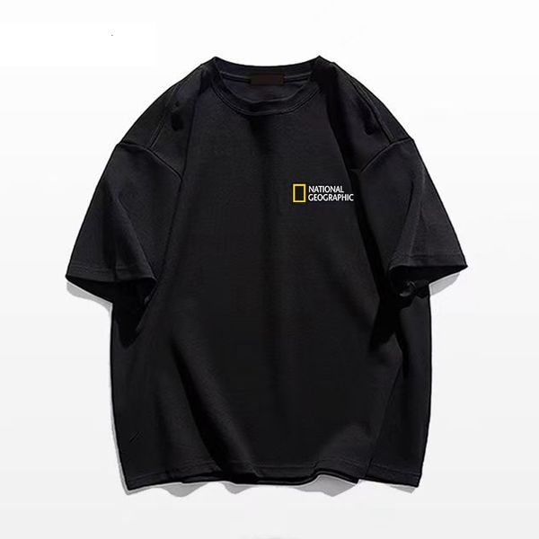 

mens tshirts summer geographic magazine black shirt cotton oversized shirt short sleeve letters print outdoor adventure womens 230407, White;black