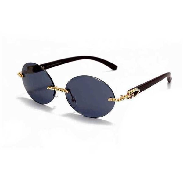 

2023 designer glasses personalized cut rimless sunglasses round frame flat mirror trend diamond inlaid sunglasses factory direct sales 50% o, White;black