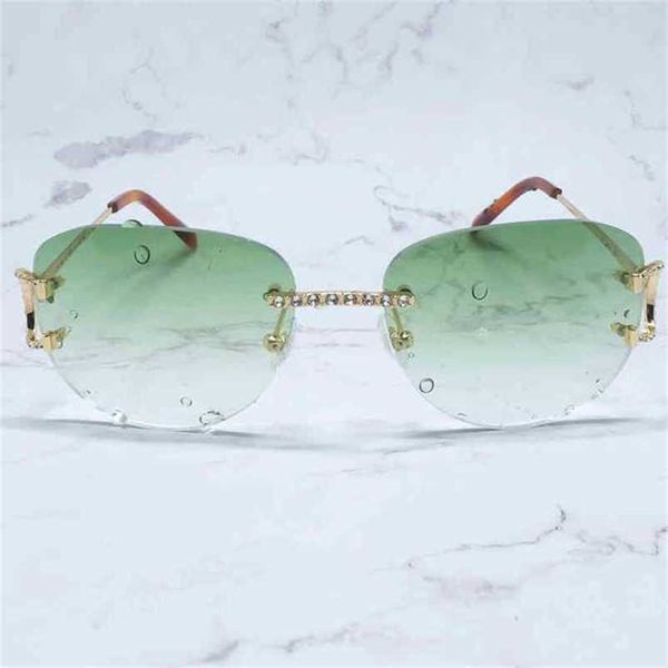 

2023 designer glasses model wire diamond big sun vintage mens oval shades fashion sunglass rhinestones rapper party eyewear sunglasses, White;black