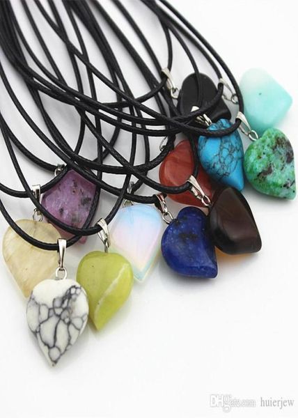 

rope leather necklaces statement turquoise rose quartz heart moon natural stone pendants stone necklace1401676, Silver