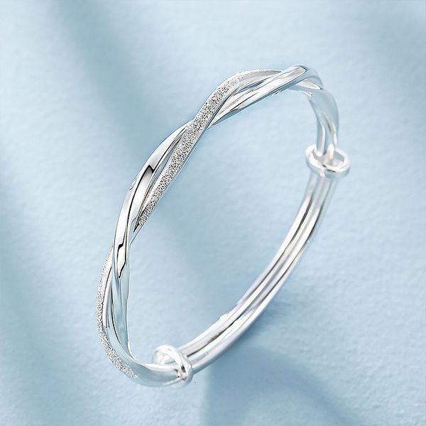 

charm bracelets 925 sterling silver original pretty weave bracelets bangles for women fashion party wedding engagement jewelry adjustable si, Golden;silver