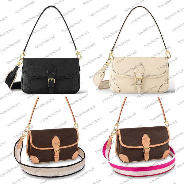 

m46386 m46388 diane designer women satchel bag canvas letter flower embossed cowhide jacquard strap purse clutch crossbody handbag shoulderb