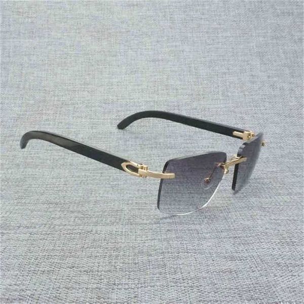

2023 designer glasses model natural wood men white buffalo horn oversize vintage rimless square eyeglasses oculos gafas accessories sunglass, White;black