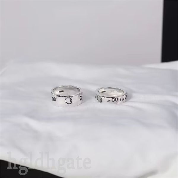 

women skull designer ring luxury rings homme simple engraving hip hop party 4mm metal bague personality halloween ghost women mens ring enga, Silver