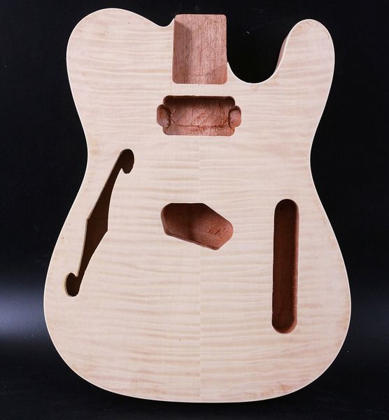 

mahogany guitar body flame maple veneer bolt on tele style semi hollow body