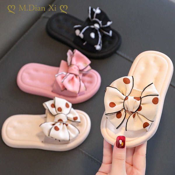 

slipper new children' slippers summer girls' sandals baby' bow knot anti-skid outer wear soft soled kids beach shoes y2304, Black;grey