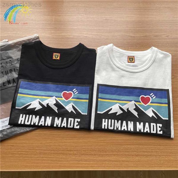 

men's t-shirts mountain print human made t-shirts men women tees white black short sleeve