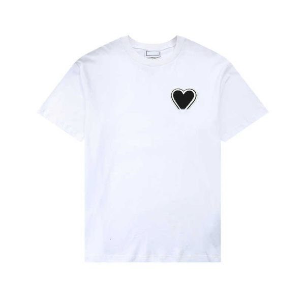 

paris fashion mens designer t shirt amis embroidered red heart solid color big love round neck short sleeve t-shirt for men and women s24o, White;black