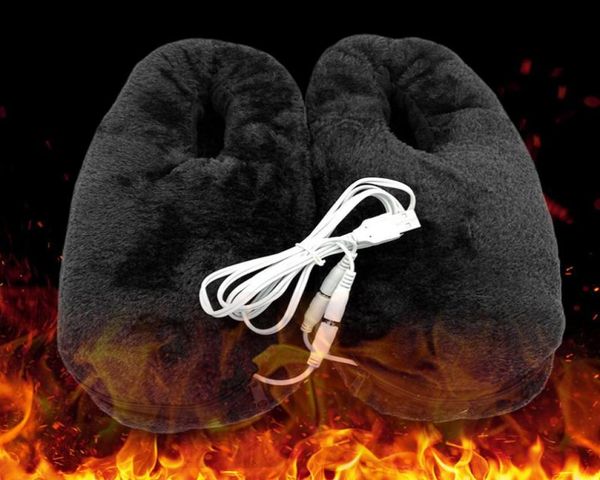 

feet warmer practical portable usb cold relief gift reliable pad home soft winter electric heated slipper heating shoes1306533, Black
