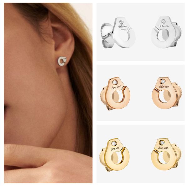 

stud dinh van french famous rose gold earrings genuine 925 sterling silver handcuffs earring's personality jewelry 230406, Golden;silver