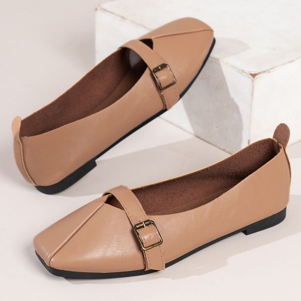 

shoe Flat shoes, women's English leather shoes, forest style, literary and retro white shoes, small and fresh women's single shoes, Brown