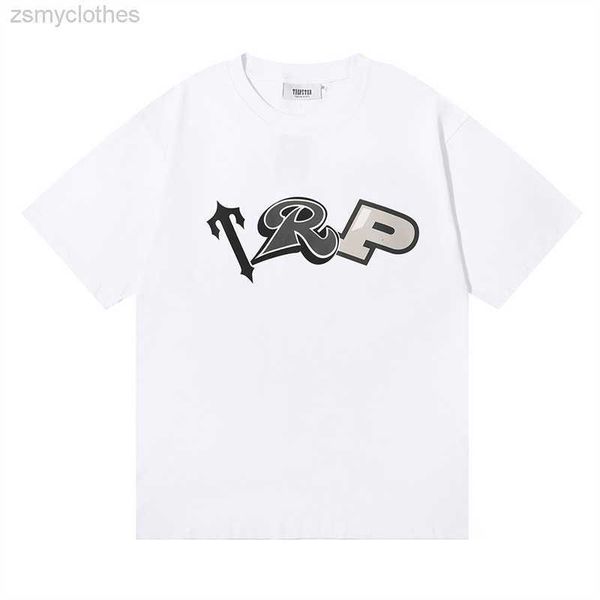

men's t-shirts trapstar tap lettered printed double yarn cotton casual short sleeved t-shirts for men and women, White;black