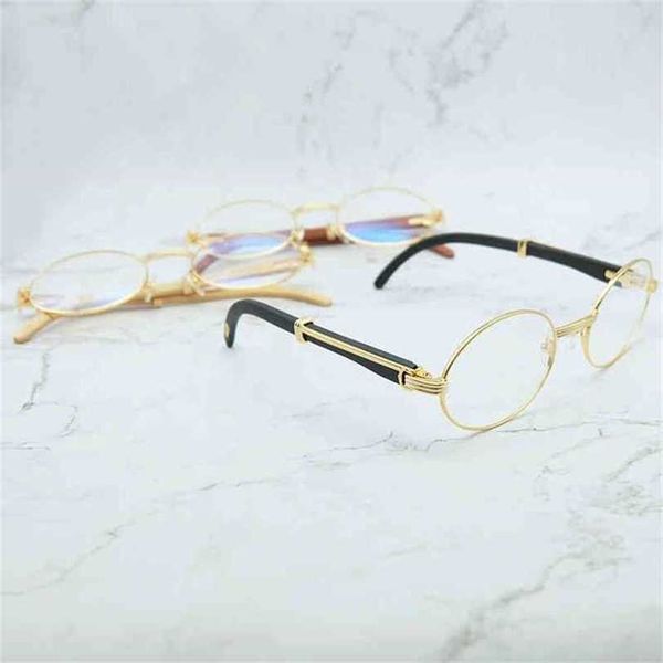 

2023 designer glasses wood clear eye for men retro oval eyeglasses frame women mens accessories luxury gold optical frames factory direct sa, White;black