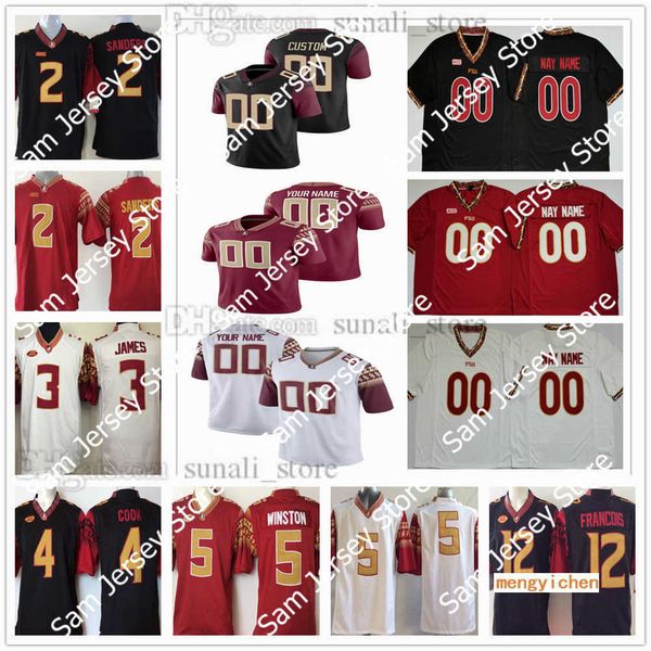 

florida ncaa college state 2 deion sanders jerseys 3 derwin james 4 dalvin cook 5 jameis winston 12 deondre francois 5 tamorrion terry 8 jal, Black