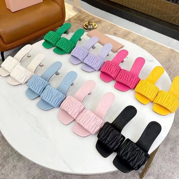 

slipper womens slides luxury slippers pantoufle foam runners sandals famous designer for women genuine leathe high-heeled shoes, Black