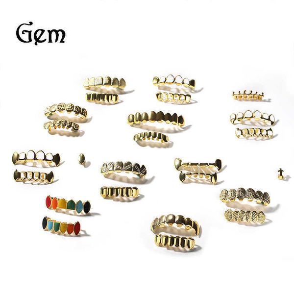 

gold braces hiphop glossy gold braces hip-hop jewelry, Black