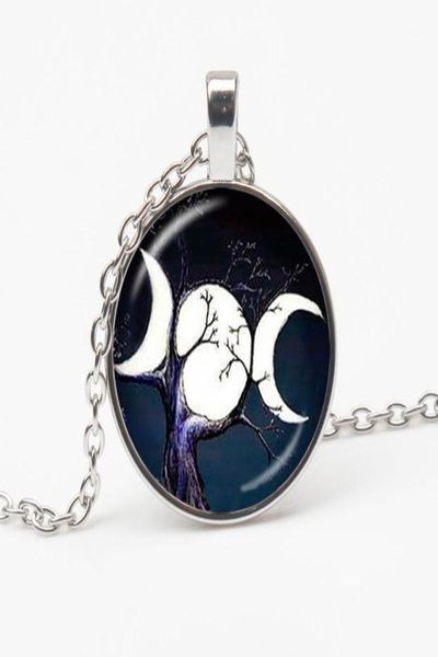 

new triple moon goddess witchcraft pentagram magic amulet necklace amulet woman moon necklace retro jewelry gift family14746514, Silver