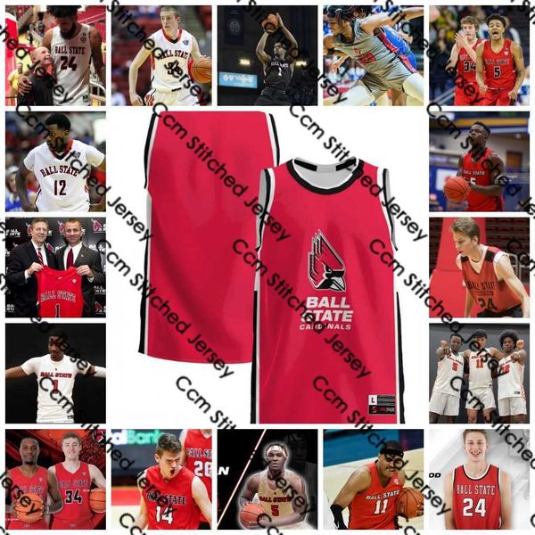 

2022 ncaa custom ball state card inals stitched basketball jersey 10 ray mccallum 42 bonzi wells 2 rawle marshall 0 theron smith marcus norr, Black