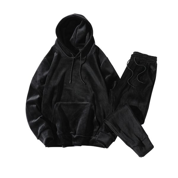 

men's tracksuits men's winter warm set casual gold velvet hoodie with pants two double sided velvet sportswear 230408, Gray