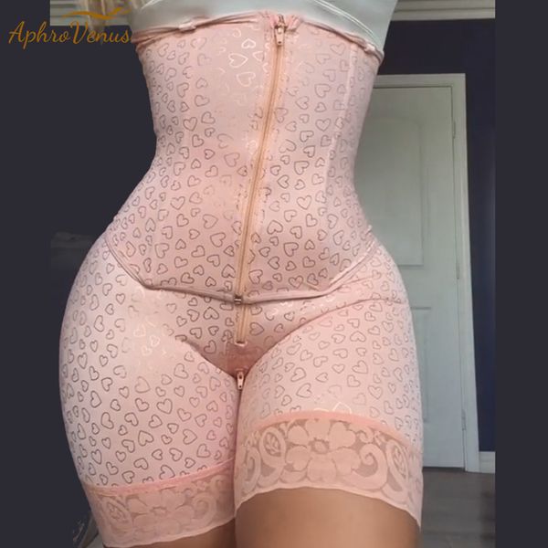 

women's shapers fajas colombianas pink printed shorts and tight corset high compression waist trainer for hip shape enhancement and wei, Black;white