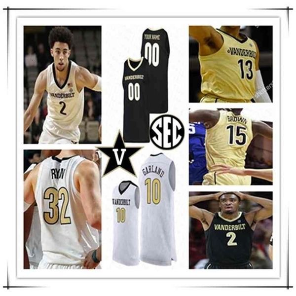 

custom xflsp2021 basketball vanderbilt commodores jersey custom darius garland aaron nesmith saben lee scotty pippen jr. clevon brown dylan, Black