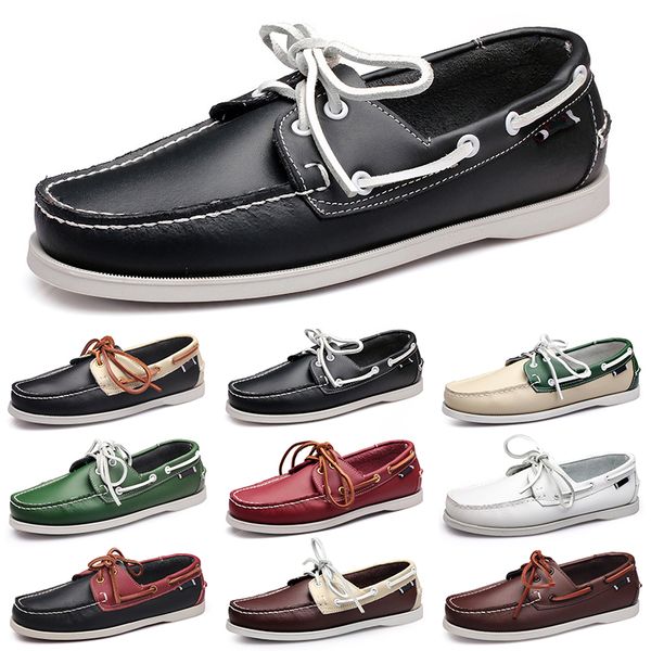 

casual shoes men white leisure silvers taupe dlives brown grey reds green walking low soft multi leather mens sneaker outdoor trainers, Black
