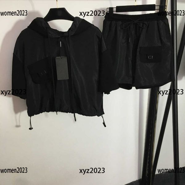 

designer tracksuit women sports set shorts suit size s-l summer suit 2pcs hooded short sleeved jacket and shorts new arrival april06, Gray