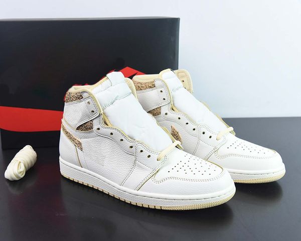 

jumpman 1 high og vibrations of naija basketball shoes 1s sail/pale vanilla-black sports outdoor sneakers send with box