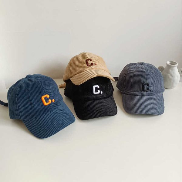 

caps hats spring letter kids baseball caps corduroy baby boys girls hat solid color toddler children sun hat outdoor boys hip hop hat 1-3y w, Yellow