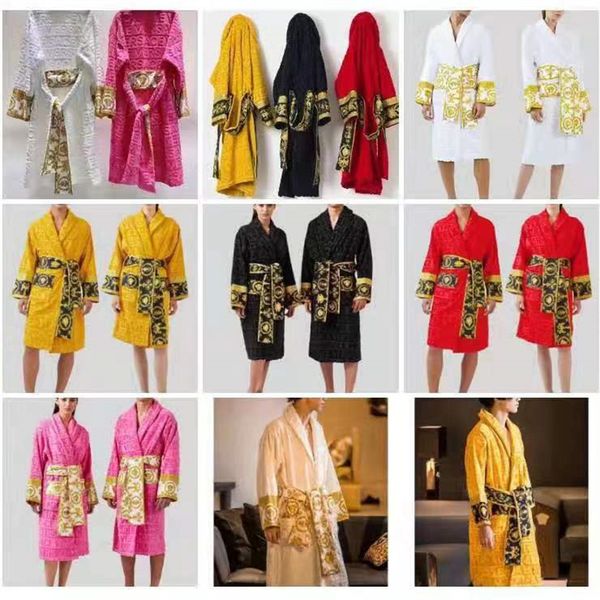 

jacquard sleepwear gown vintage robe with waist belt womens mens winter bath robes thick dressing gowns 8 color mens designer luxury classic, Black;red
