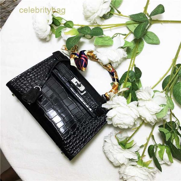 

designer kellies handbags hemres 's new women's bag second generation high gloss crocodile pattern portable one shoulder crossbody