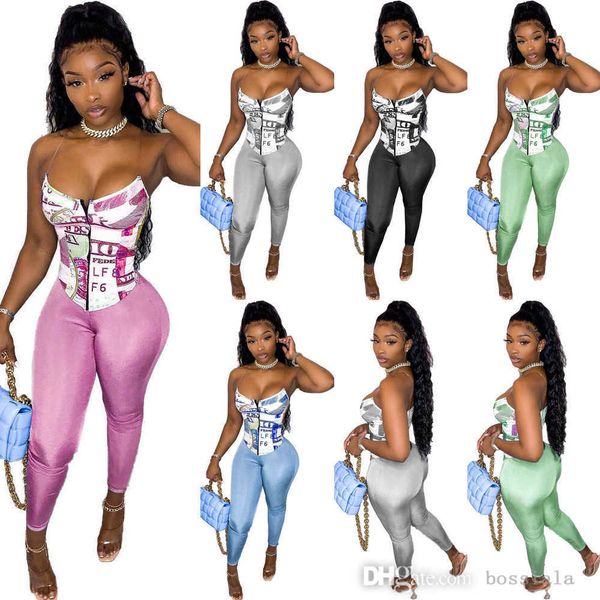 

retail women two piece pants set designer shorts outfits slim letters pattern printed strapless bra leisure sports high elasticity suit, White