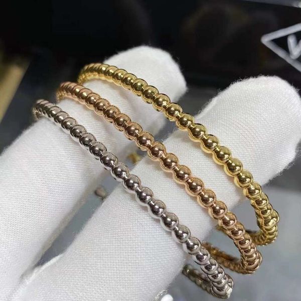 

Classic designer jewelry Van Clover Bracelet jewelrys High Edition Round Ball Bracelets Womens Narrow Edition 18k Rose Gold Single Smooth Face Bracelet jewelry