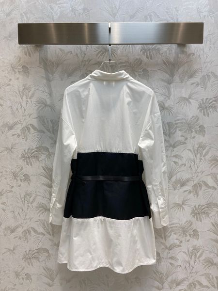 

women's blouses & shirts jacket luxury designer 2023 summer women's solid color long sleeves shirt dress long splicing skirt with, White