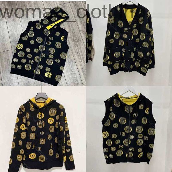 

women's vests designercasual women hoodie sweater vest 4 piece set cc brand long sleeve hoodies fleece coat desinger cotton round neck, Black;white