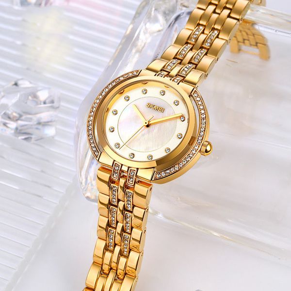 

women watches brand designer diamond lady watch 33mm dress all stainless steel band quartz wristwatches for ladies womens christmas mother&#, Slivery;brown