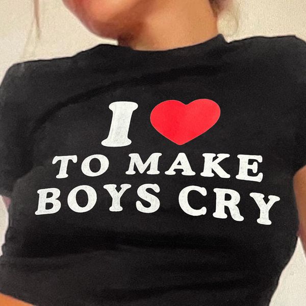 

womens tshirt summer y2k cartoon harajuku shirtslim girl crop tees womens clothing letter love print retro gothic streetwear tshirt 230407, White