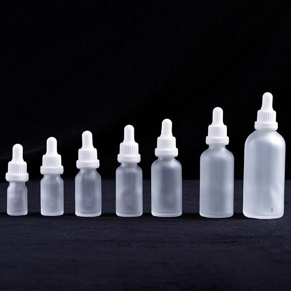 

100pcs 5/10/15/20/30ml frosted dropper bottle glass aromatherapy liquid for essential massage oil pipette refillable bottles