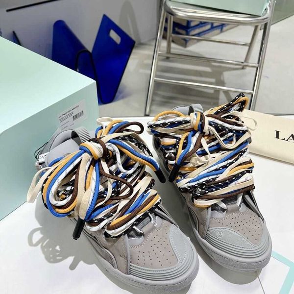 

2023 new color langfan bread shoes fashion sports skateboard lanvines thick bottom forrest gump training lovers leisure, Black
