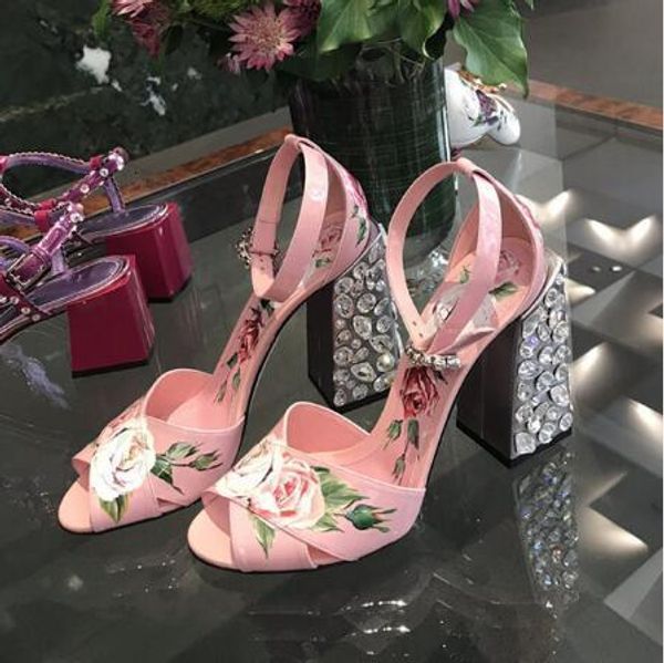 

sandals fashion cross belt flower gladiator women ankle strap diamond chunky heel wedding shoes woman dress 230407, Black