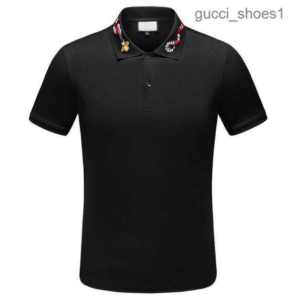 

summer tee t-shirt for mens designer polo shirts high street embroidery garter snakes little bee print clothing men classic polos shirt, White;black