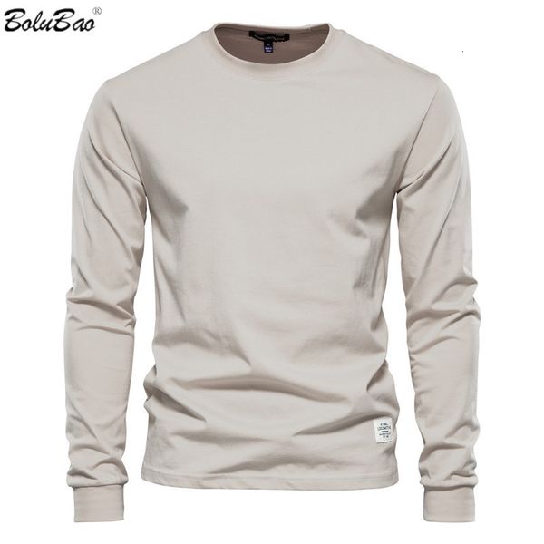 

men's t-shirts bolubao men's long sleeve t-shirts spring 100% cotton workwear tee solid color pullovers t shirts male 230408, White;black