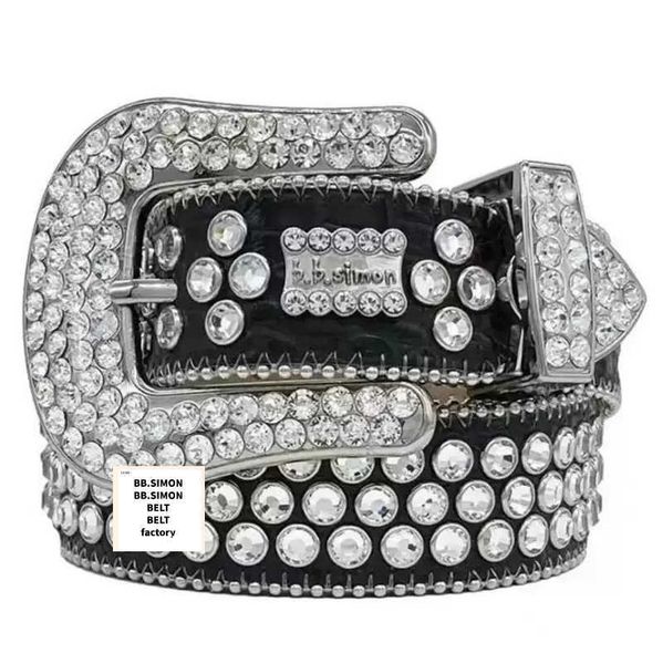 

with box2022 designer bb belt simon 'sbelts for men women shiny diamond belt black on black blue white multicolour with bling rhineston, Silver